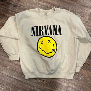 NIRVANA Cream Crewneck with Yellow Smiley